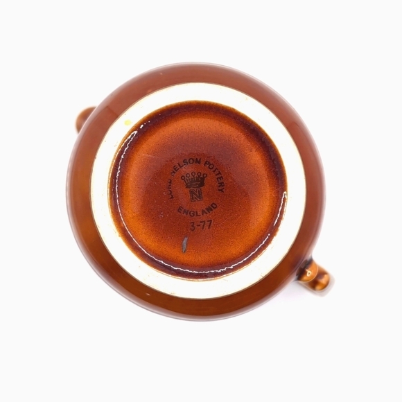 Vintage Lord Nelson Pottery England Brown Floral Pitcher / Vase with Silver Gilt - Picture 10 of 13